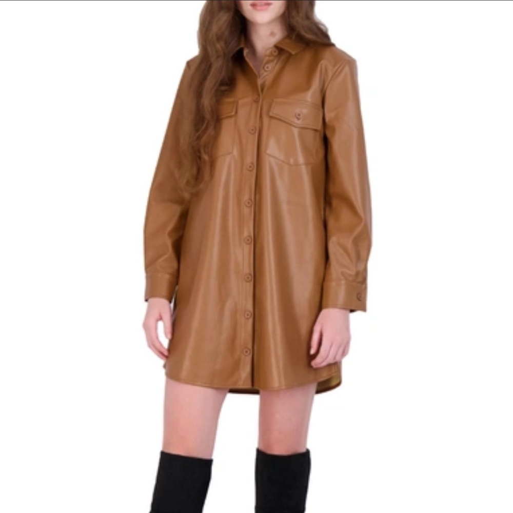 BB Dakota tan faux leather mini dress